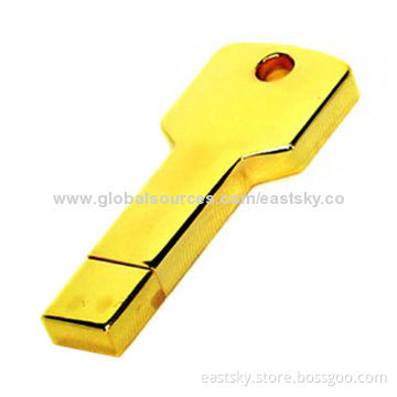 Key Style USB Drive, Made of Stainless Metal, Plug-and-play Function